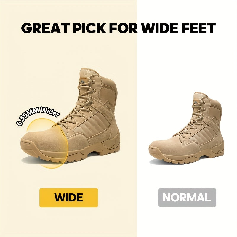 Men's Wide Tactical Work Boots Side Zipper Ankle Support