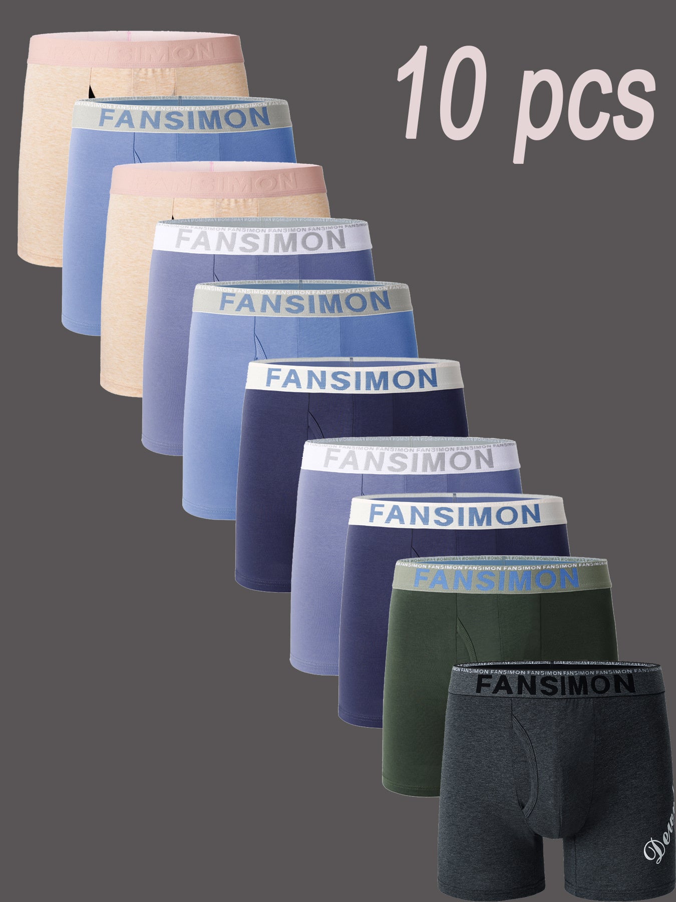 10pcs Men's Underwear Set, Comfortable Boxer Briefs Set