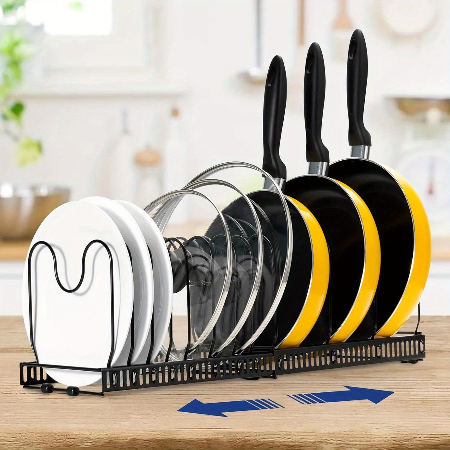 2 Pack Expandable Pot Organizer Lid Rack with 10 Compartments
