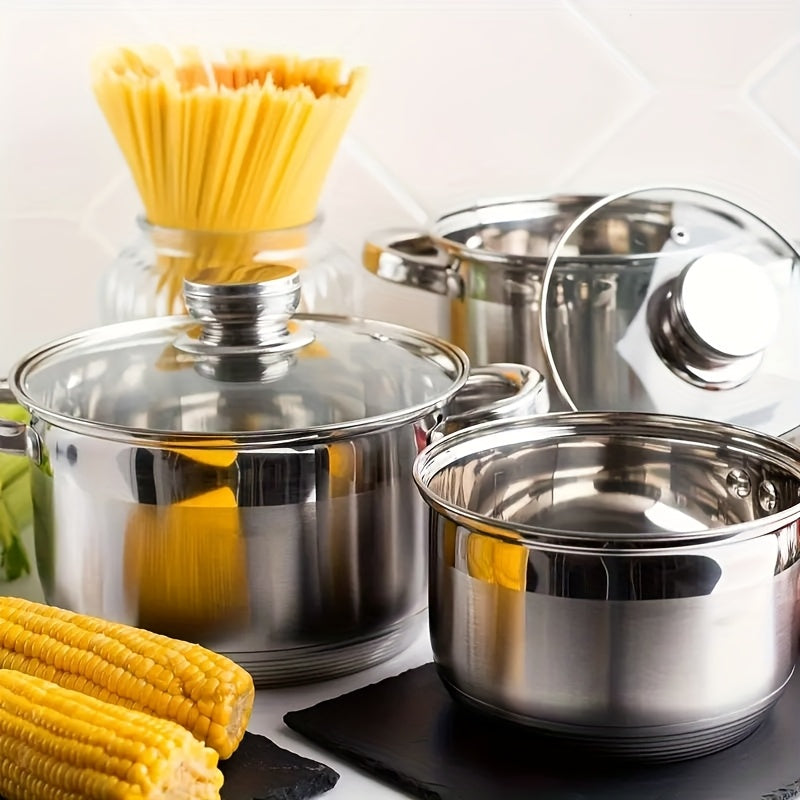 12pcs Stainless Steel Kitchen Cookware Set With Lids