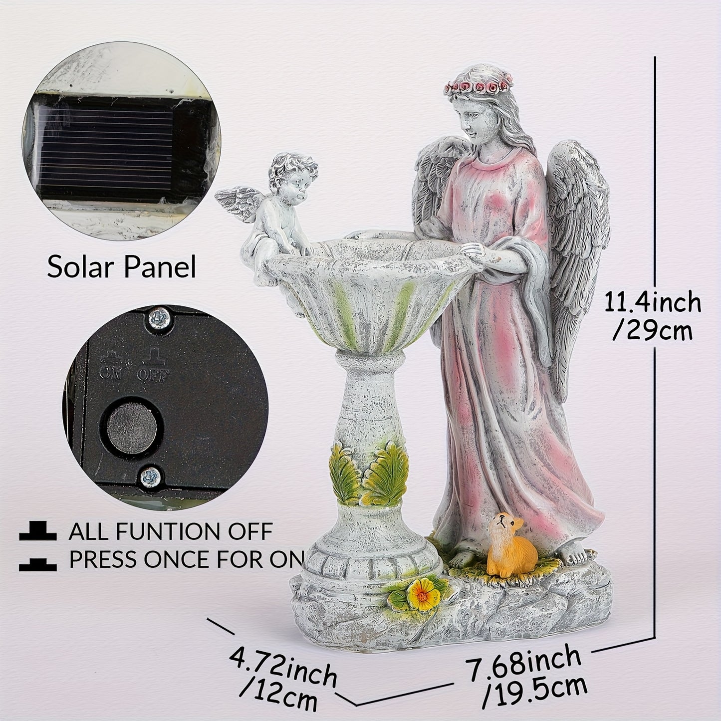Solar Angel Statue With LED Lights Rustic Resin Garden Decoration Indoor And Outdoor Charming Windproof Lawn Ornament Unique Courtyard Decor With Solar Panels