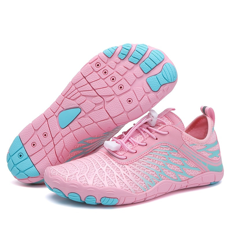 Quick Dry Wading Shoes Anti Slip Outdoor Amphibious Beach Hiking Snorkeling Swimming Shoes for Men and Women with Rubber Sole Traction Breathable Fabric Upper and Striped Design