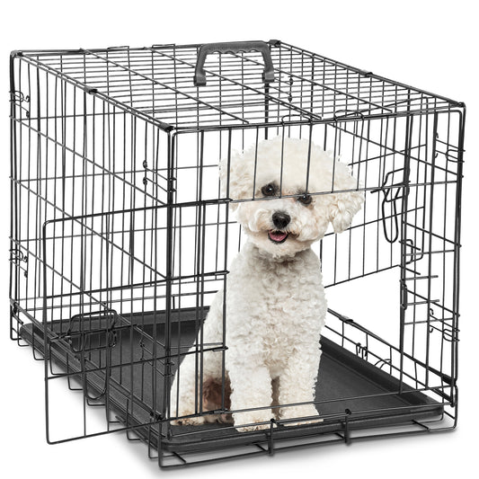 Double Door Dog Crate with Divider Panel for Travel Use