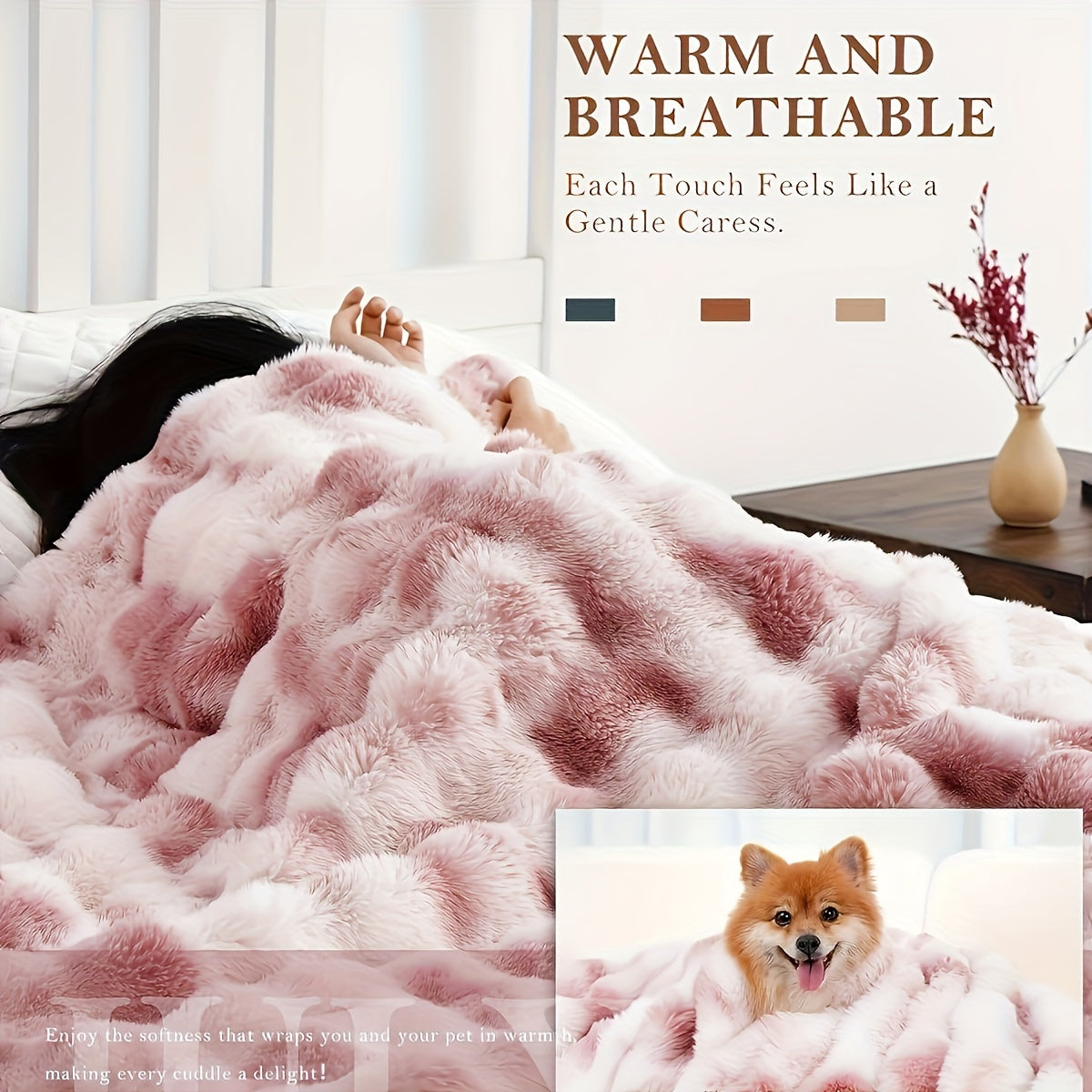 Cozy Faux Rabbit Soft, Warm Fleece Blanket for All Seasons