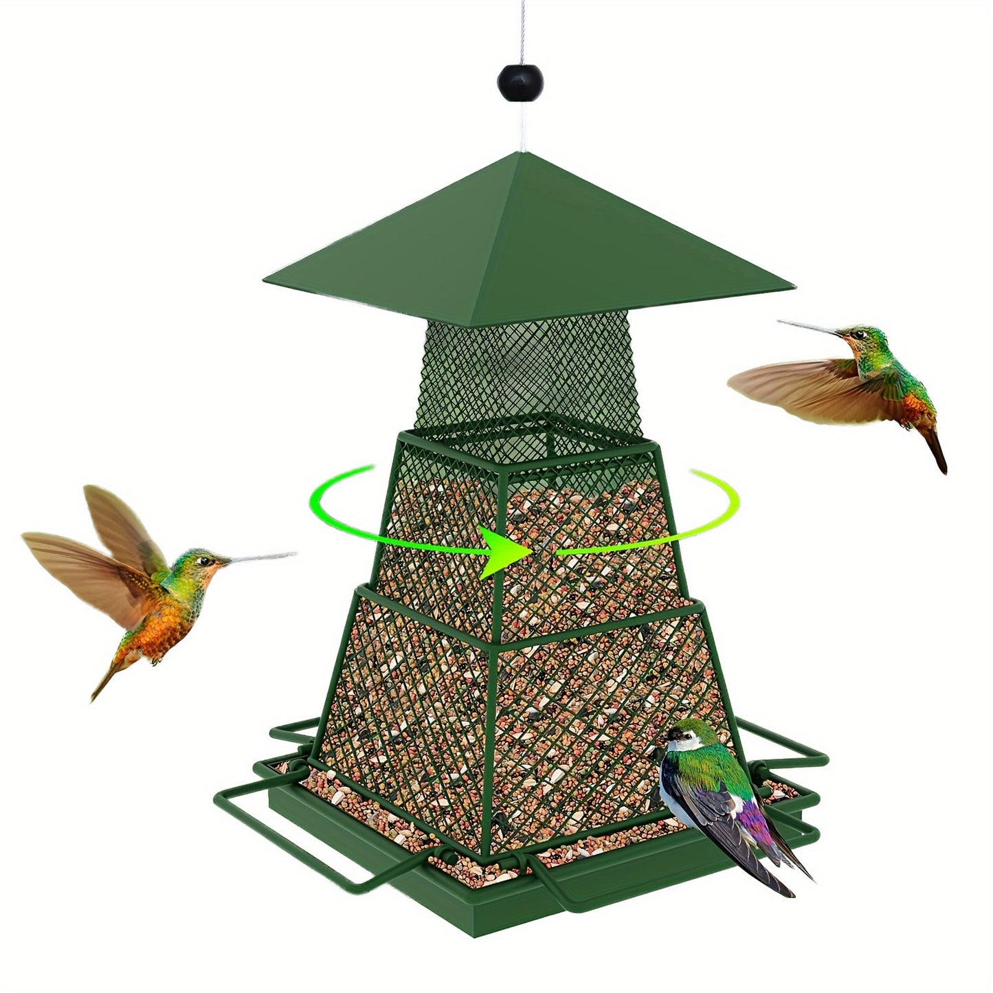 1 Piece Metal Mesh Hanging Bird Feeder Retractable Heavy Duty Squirrel Proof Large Capacity Easy Filling and Cleaning Ideal for Garden Yard Outdoor Use
