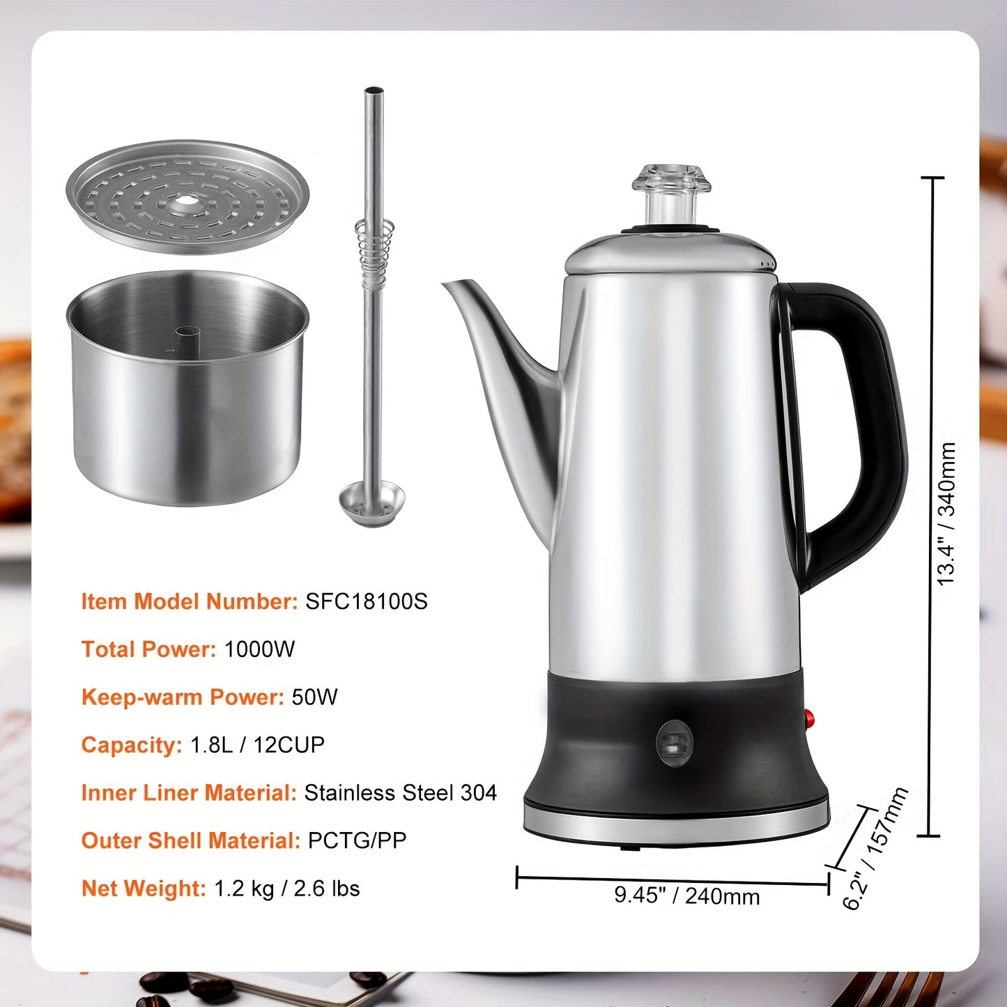 Stainless Steel Coffee Percolator Happybuy 12-Cup Maker
