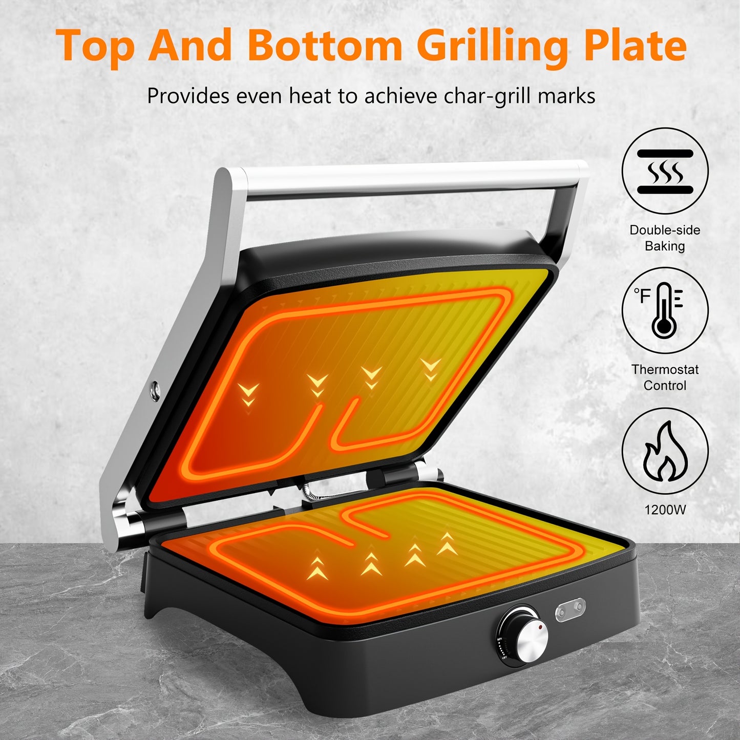 3-in-1 Panini Press - 4-Slice Grill Sandwich Maker