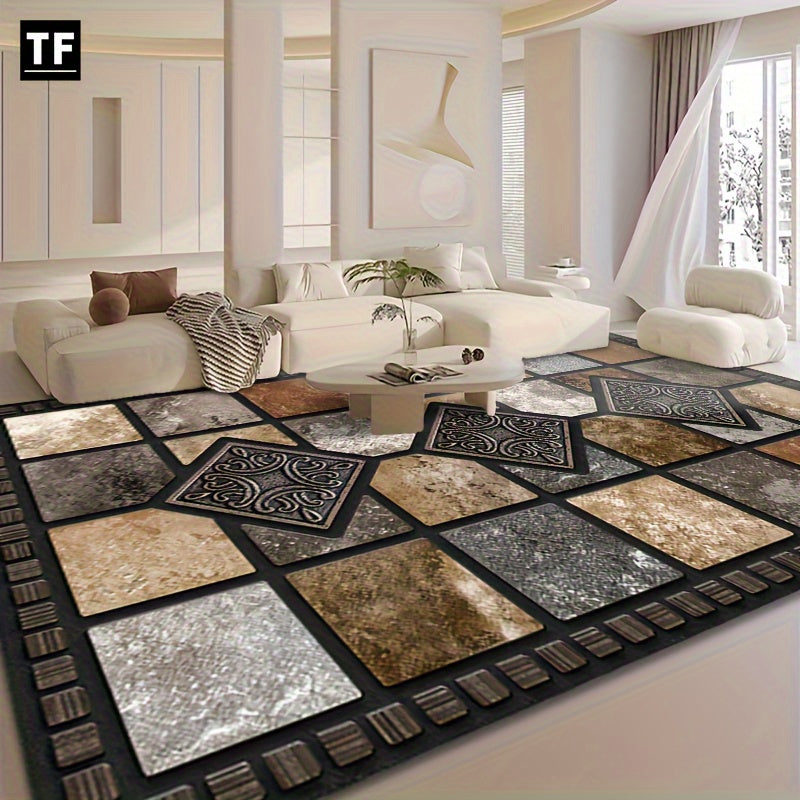 Area Mat with Anti Slip Plastic Bottom Luxury Velvet Mat for Living Room Bedroom Entrance Soft Comfortable Indoor Outdoor