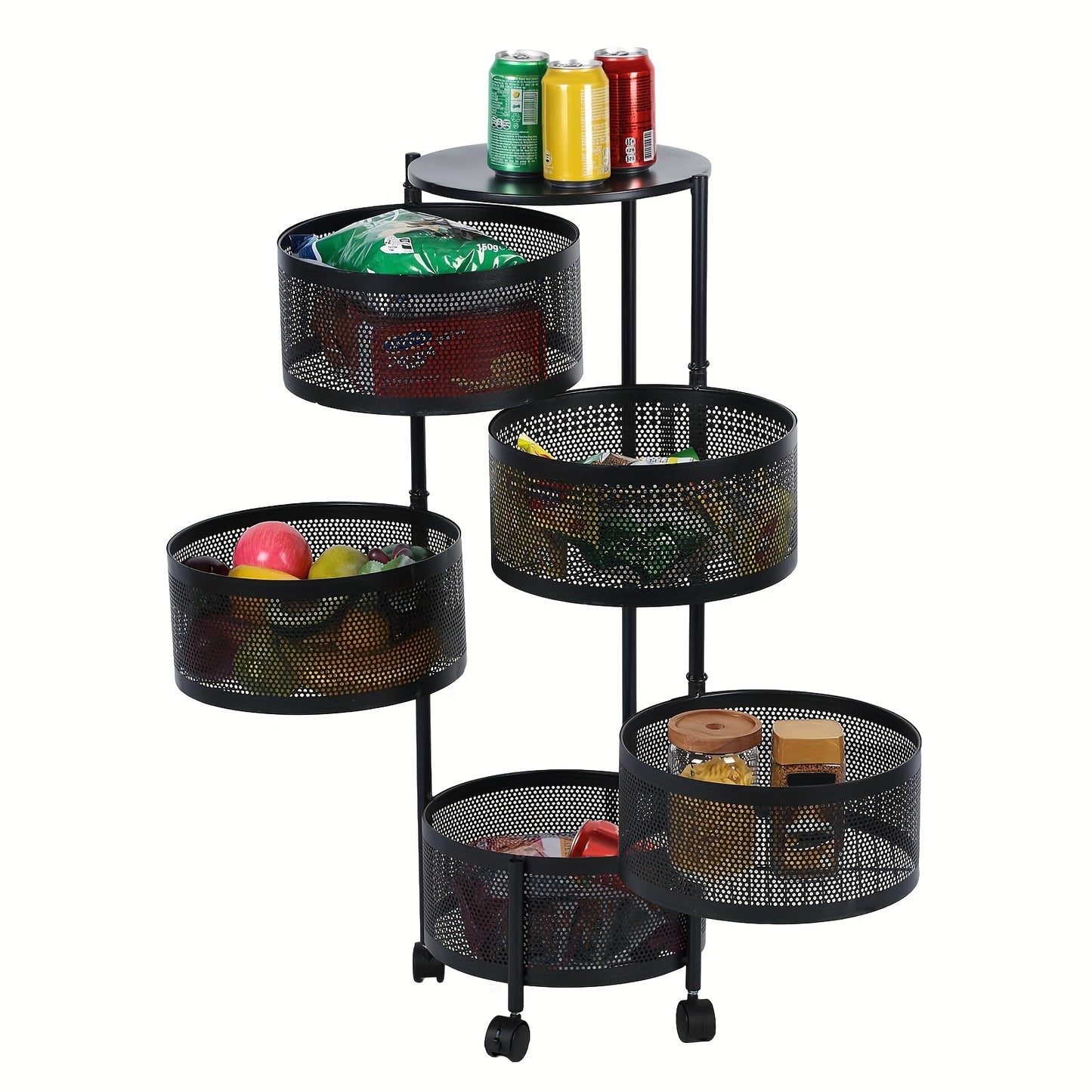 [Rotating Storage Rack] Metal Basket Organizer with Wheels