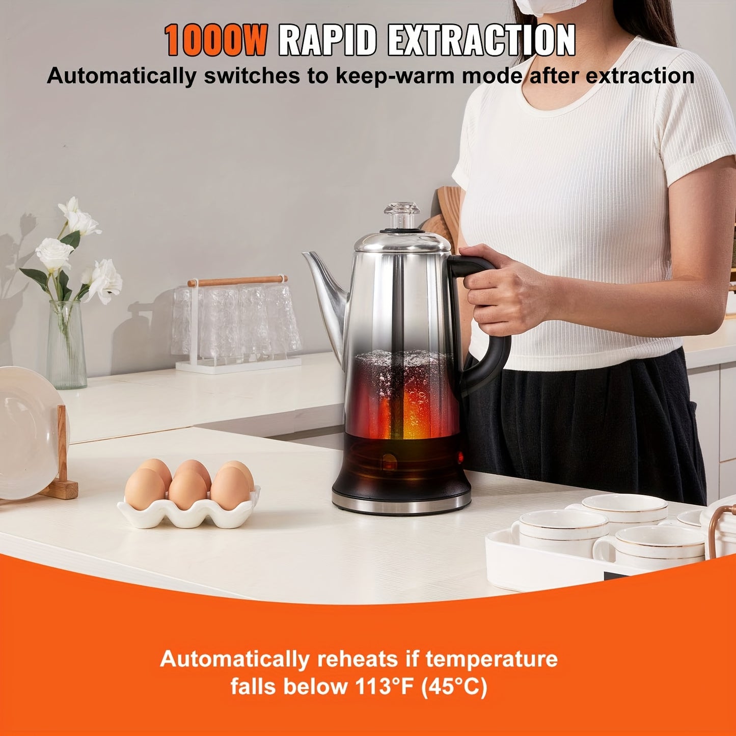 Stainless Steel Coffee Percolator Happybuy 12-Cup Maker