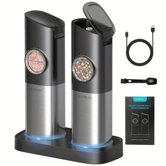 USB Rechargeable Ultrean Gravity Electric Salt And Pepper Grinder Set