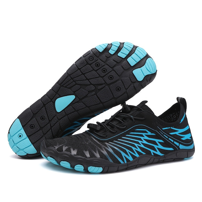 Quick Dry Wading Shoes Anti Slip Outdoor Amphibious Beach Hiking Snorkeling Swimming Shoes for Men and Women with Rubber Sole Traction Breathable Fabric Upper and Striped Design