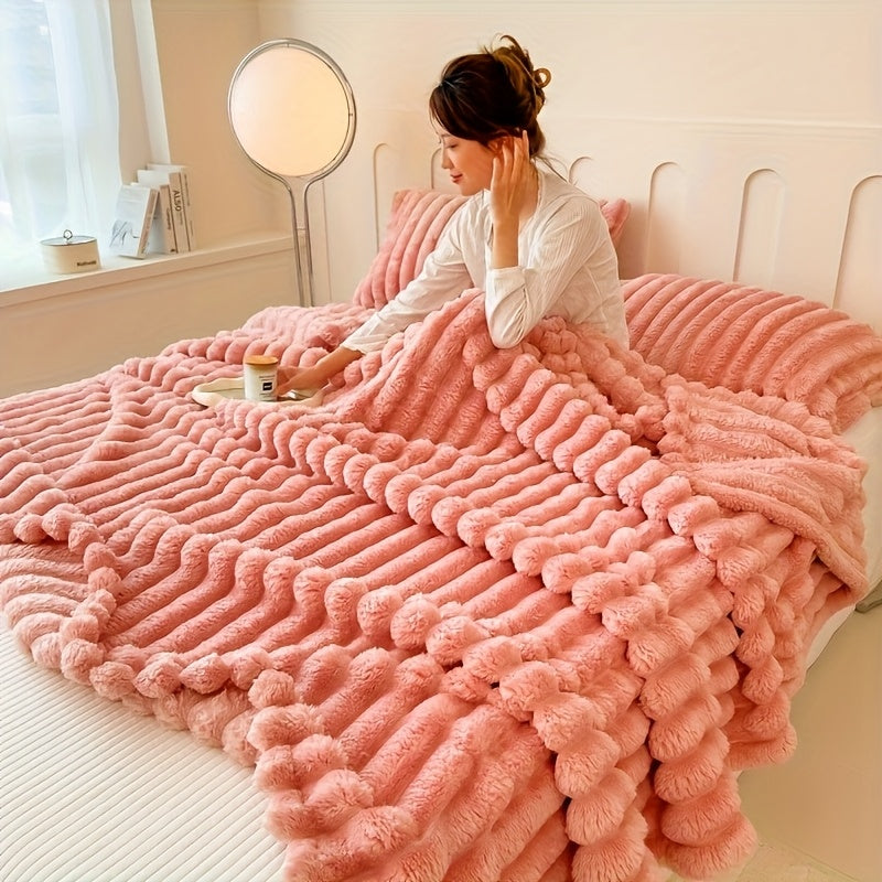 Extra Large Blanket 90 In * 78 In Thickened Soft Faux Rabbit Hair