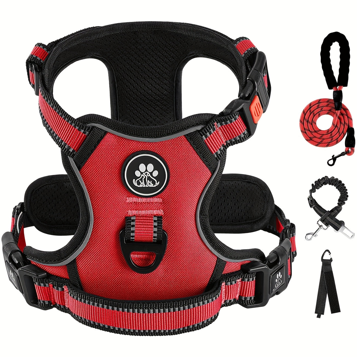 Fully Reflective No Pull Dog Harness Adjustable Breathable No Choke Pet Vest for Small and Large Dogs