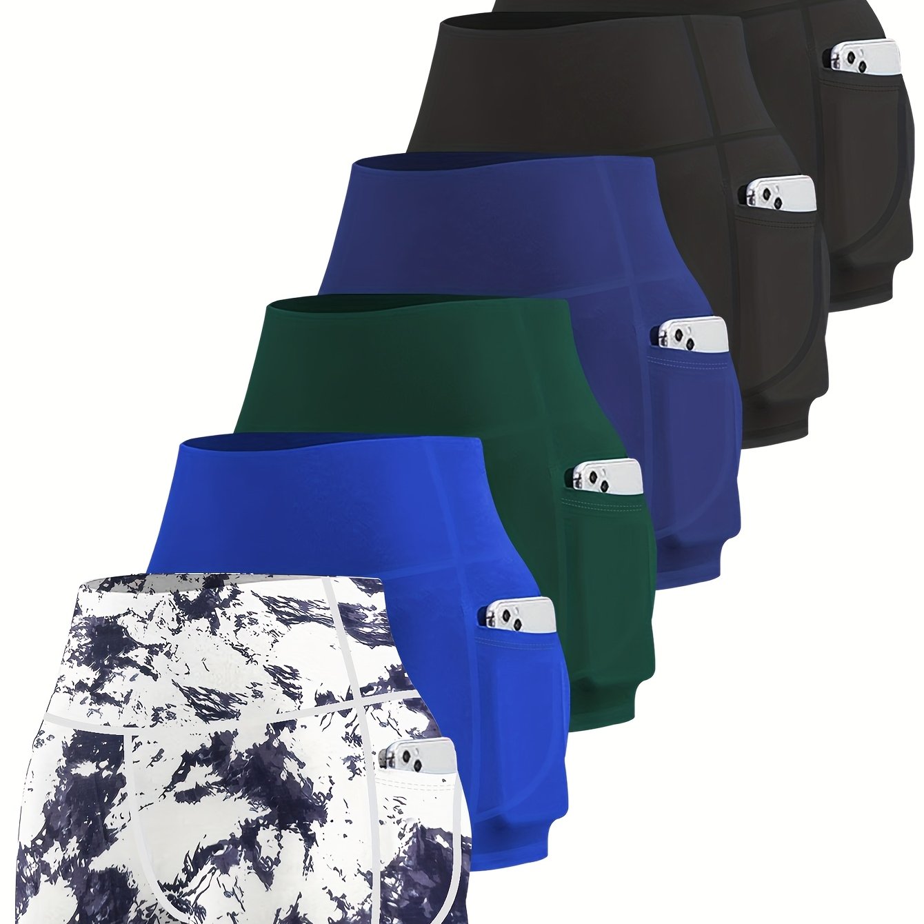 6-Pack Plus Size Women's High Waist Yoga Shorts With Pocket