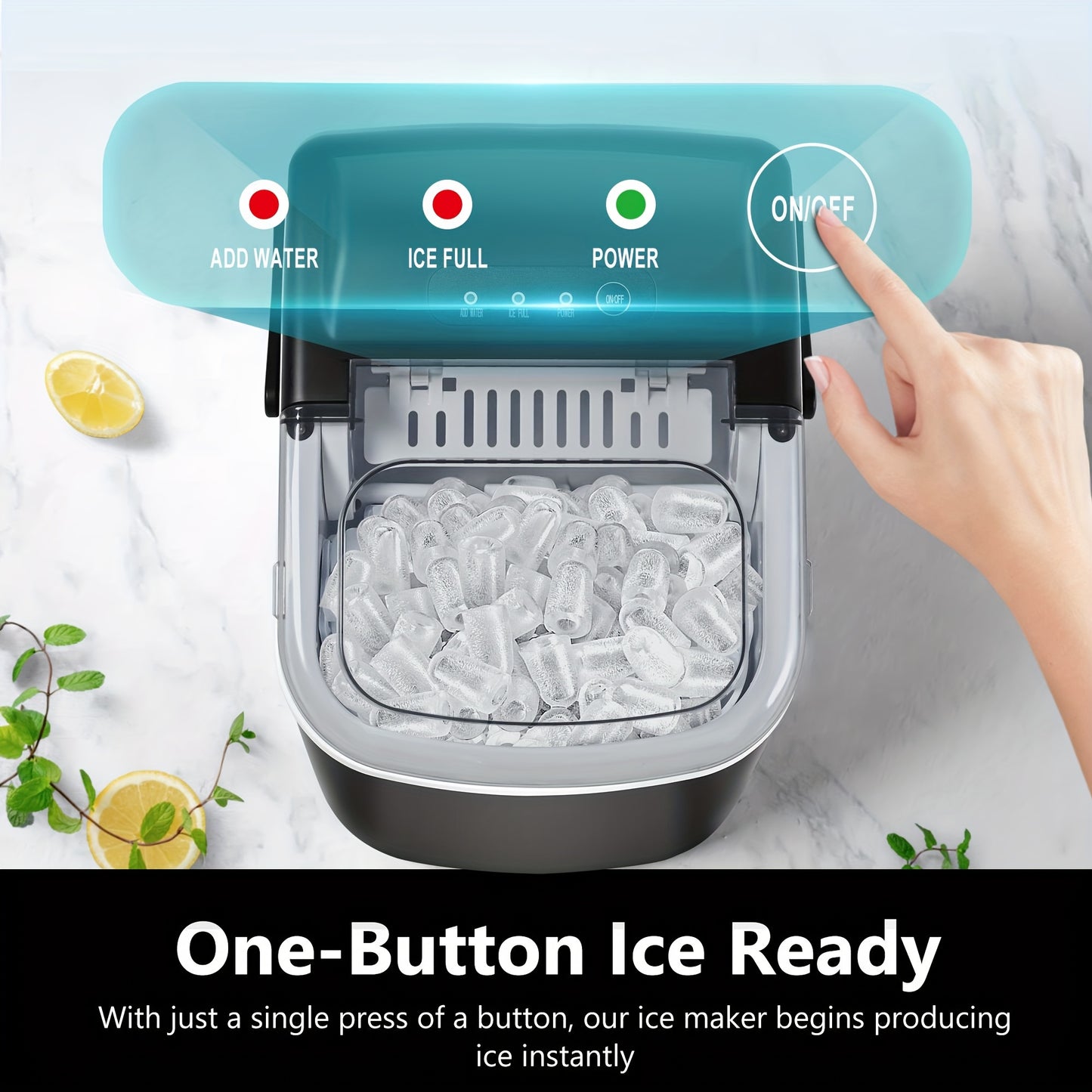 Portable Ice Maker Nugget Ice Maker 26-34Lbs/Day Auto-Cleaning