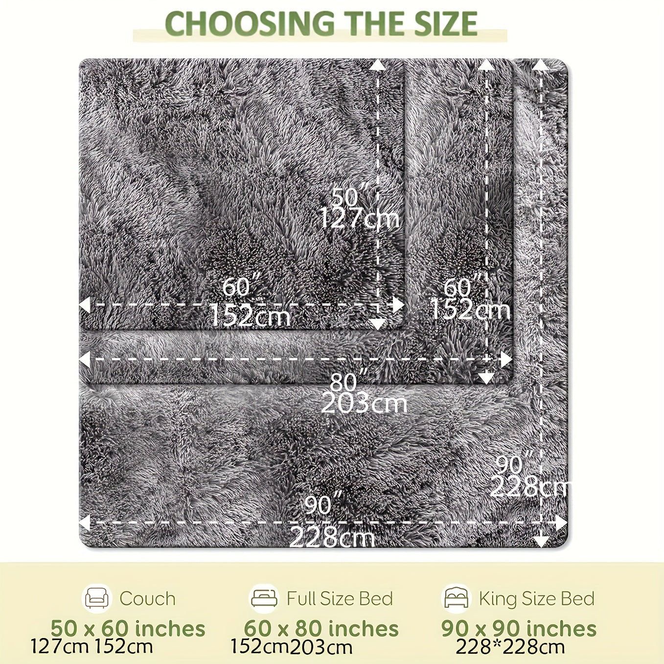 Luxury Faux Fur Throw Blanket Oversized 90x108 Inches