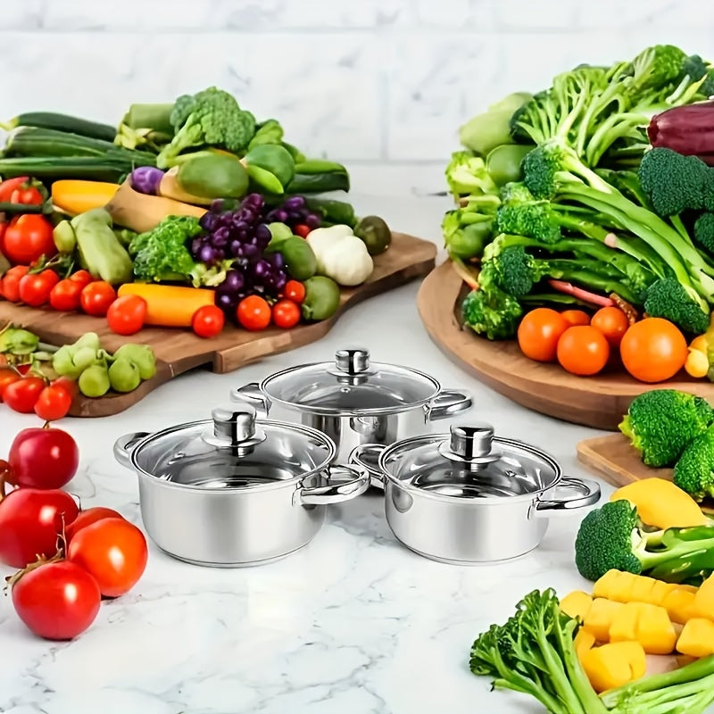 12pcs Stainless Steel Kitchen Cookware Set With Lids