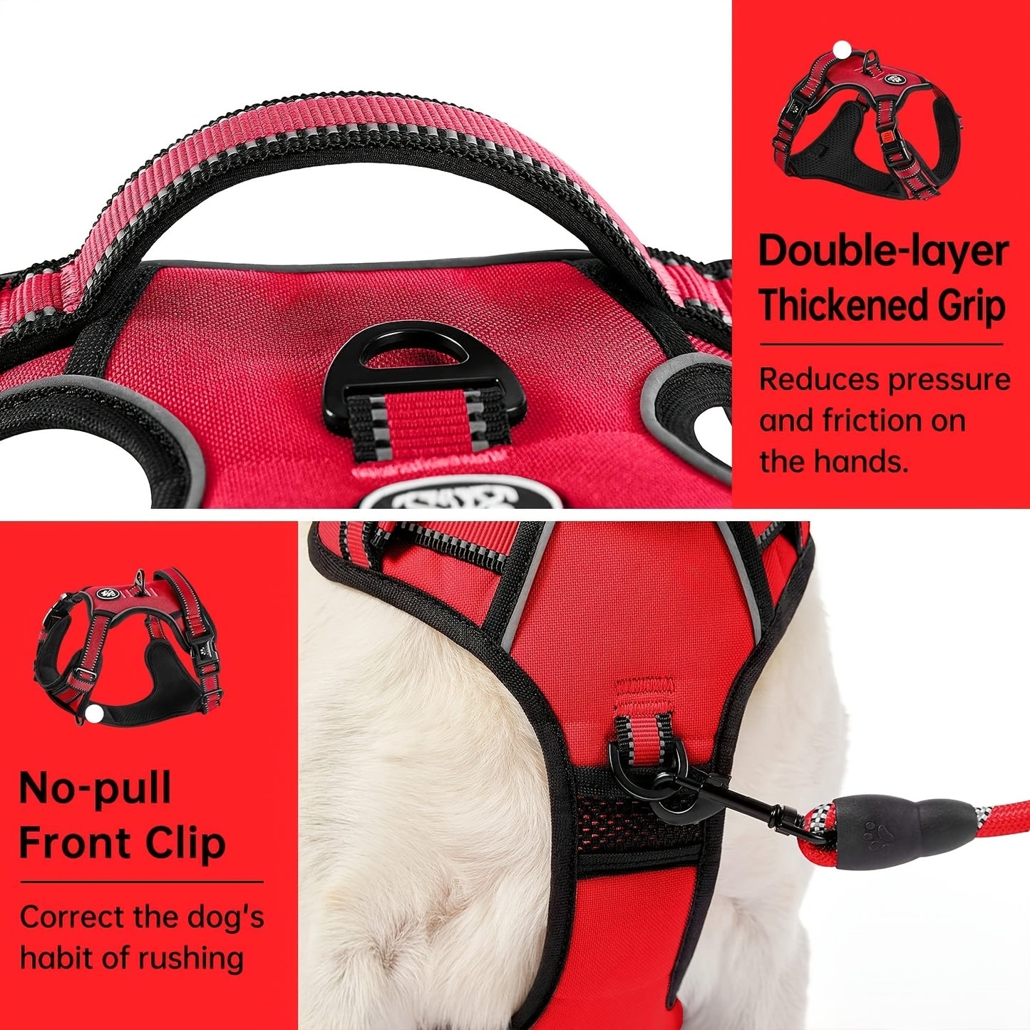 Fully Reflective No Pull Dog Harness Adjustable Breathable No Choke Pet Vest for Small and Large Dogs