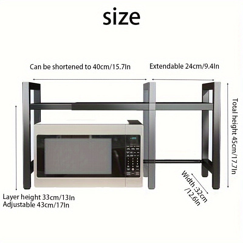 Extendable Microwave Oven Rack Adjustable Kitchen Shelf