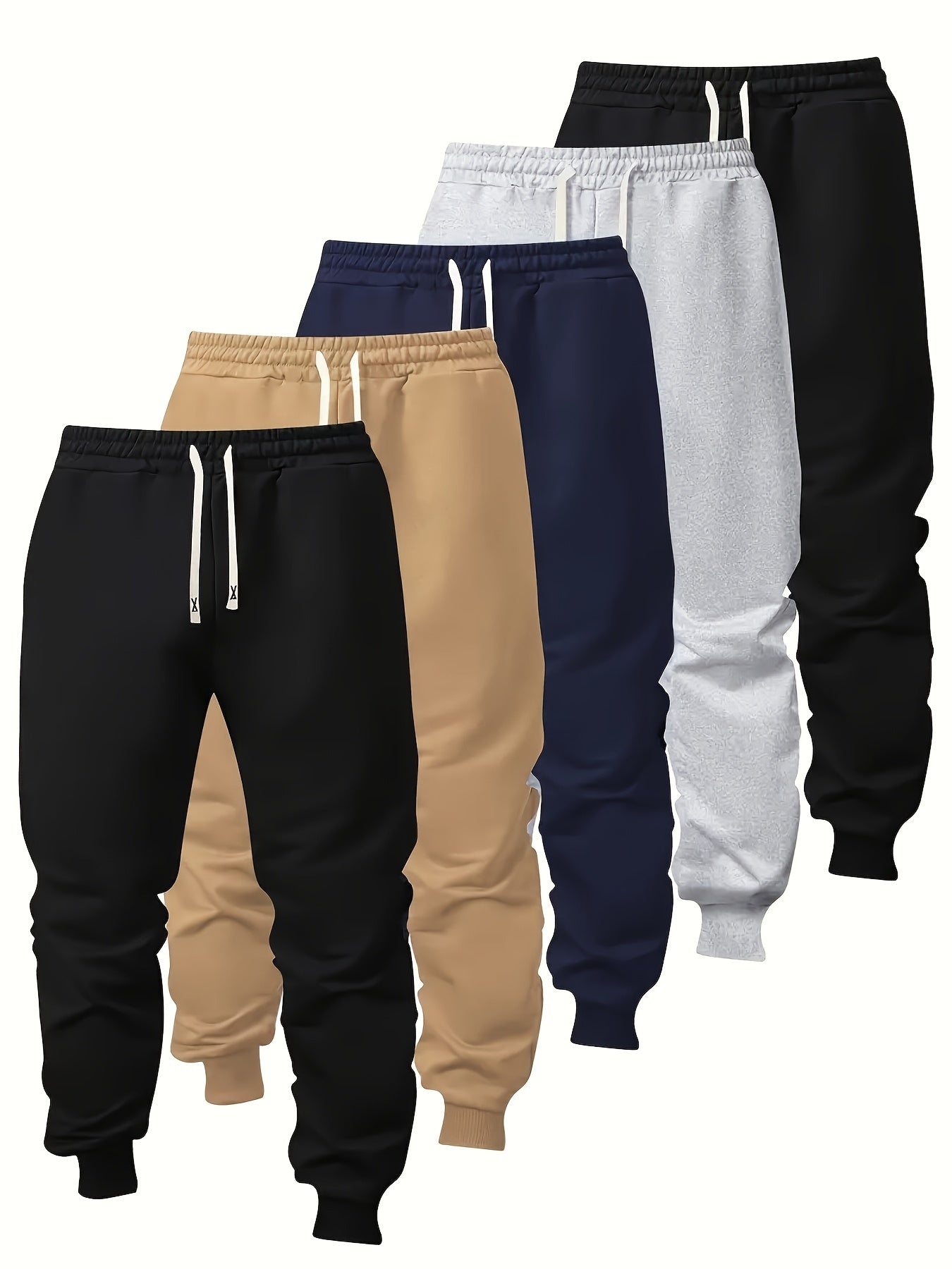 5pcs Boys' Stylish Cotton Blend Joggers with Pockets