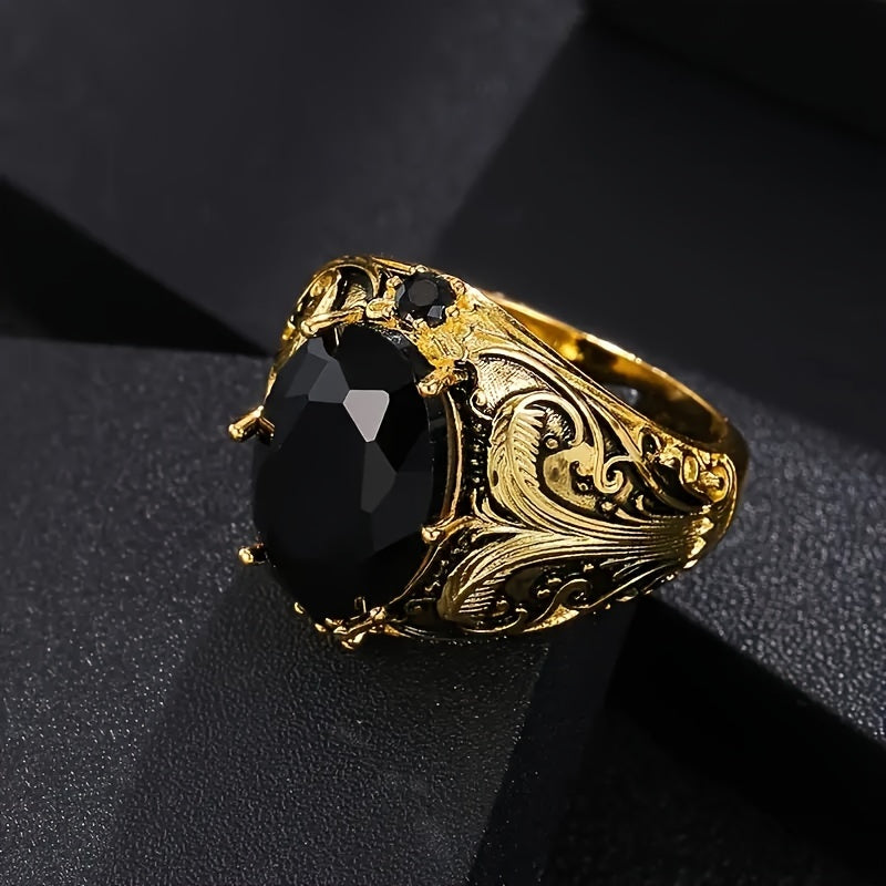 Retro Style Men's Ring, Copper Based Decor Ring for Him