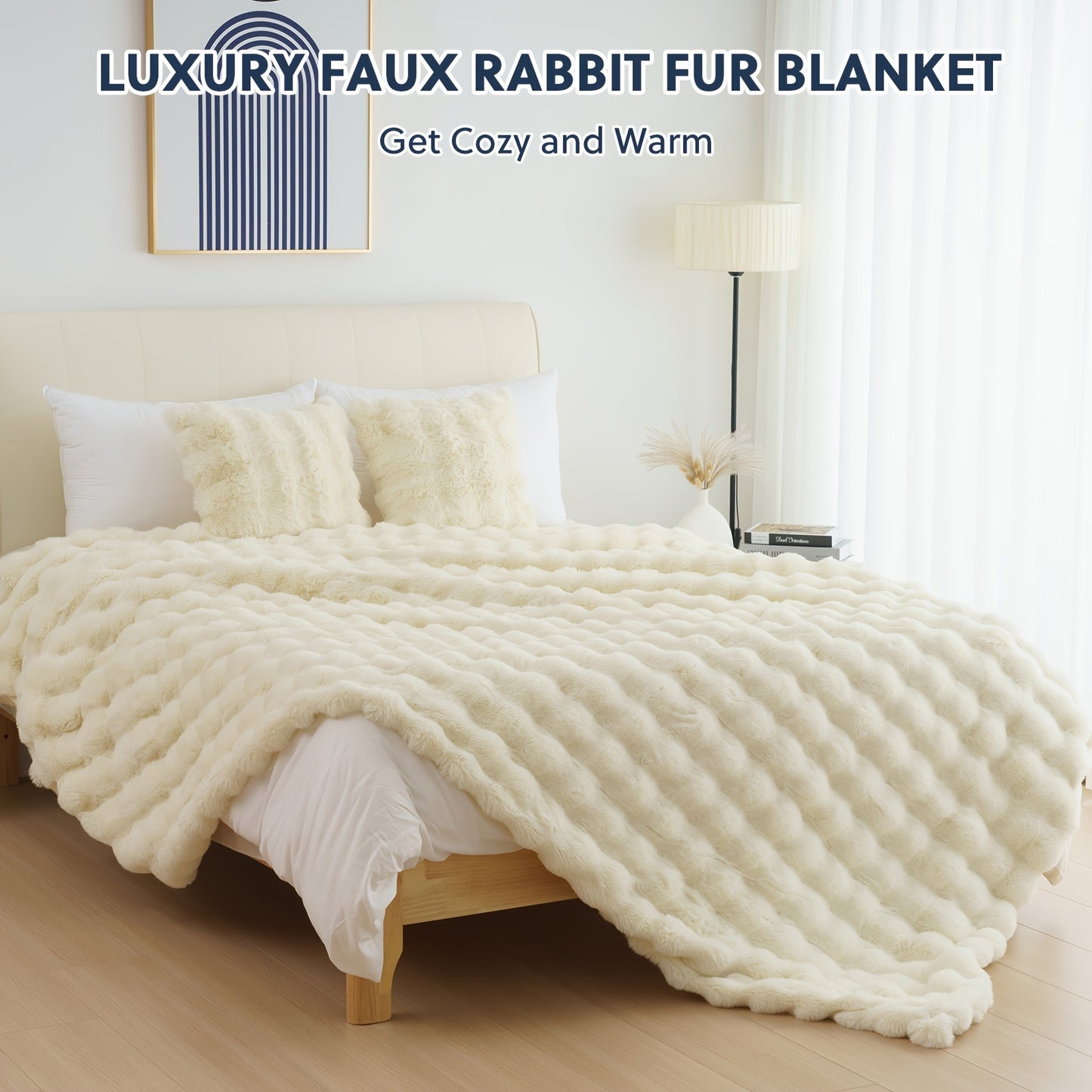 1pc Cozy Orhopui Faux Rabbit Fleece Blanket - Soft and Warm