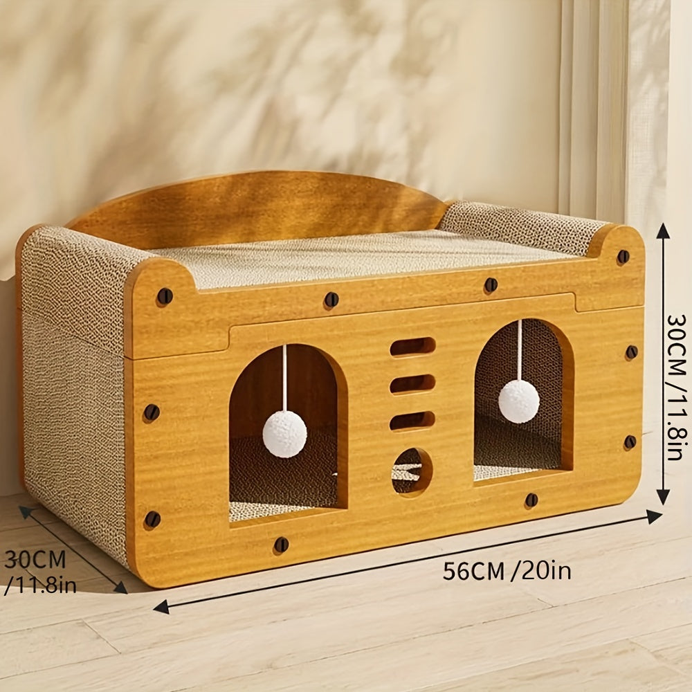 Spacious Wooden Cat Condo Multi-Feature Indoor Outdoor House