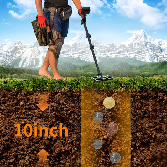 Professional Rechargeable Metal Detector for Adults Adjustable Length Foldable Large LCD Display 10 Inch Coil High Accuracy Gold and Silver Detector with Lithium Battery