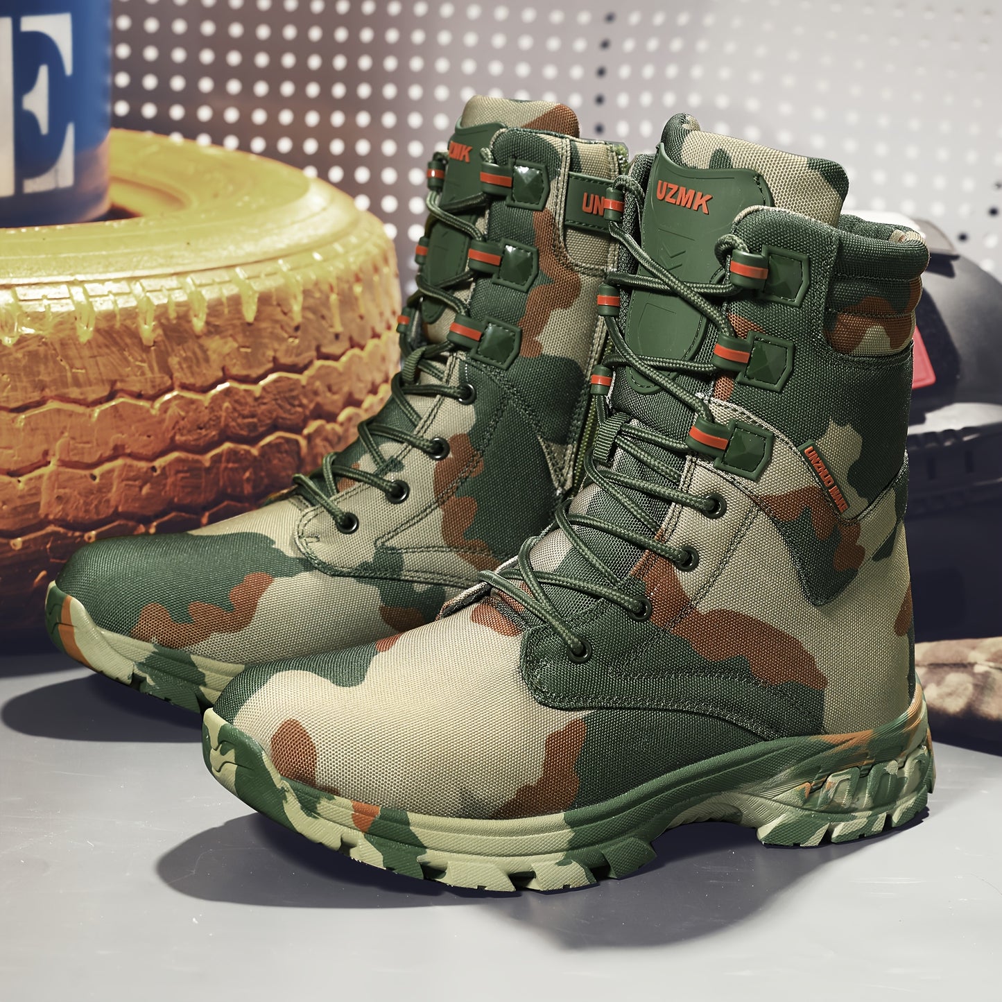 Men's Camo High-Top Hiking Boots - Stylish Durable Work Shoes