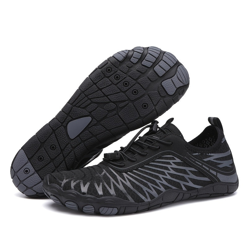 Quick Dry Wading Shoes Anti Slip Outdoor Amphibious Beach Hiking Snorkeling Swimming Shoes for Men and Women with Rubber Sole Traction Breathable Fabric Upper and Striped Design
