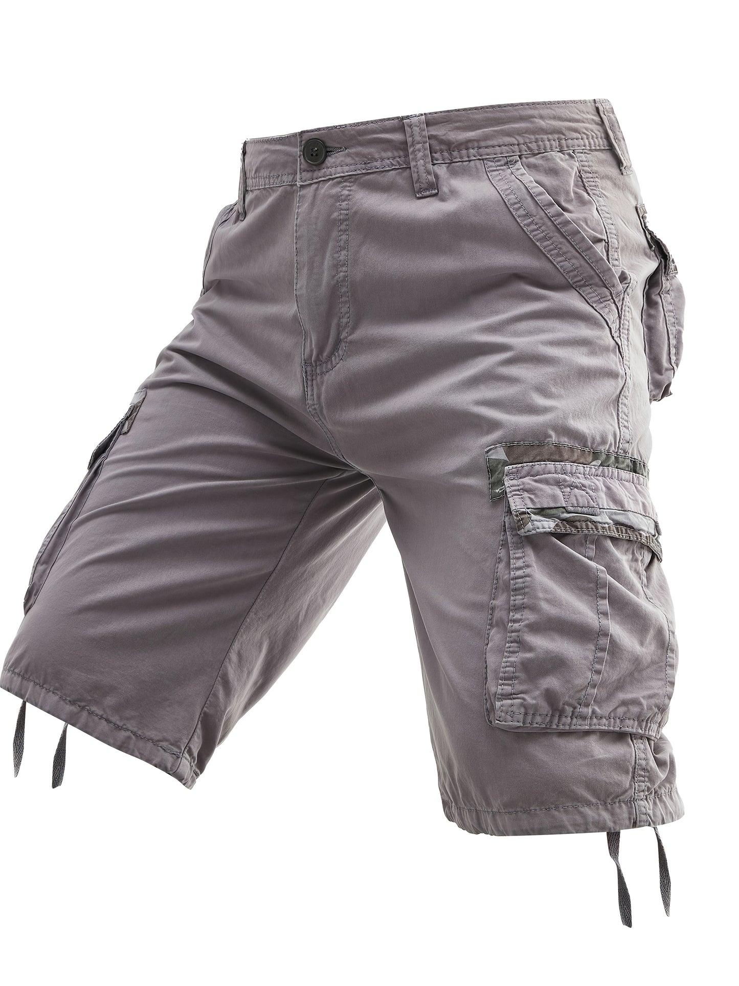Men's Summer Cotton Cargo Shorts - Black Multi-Pocket Design