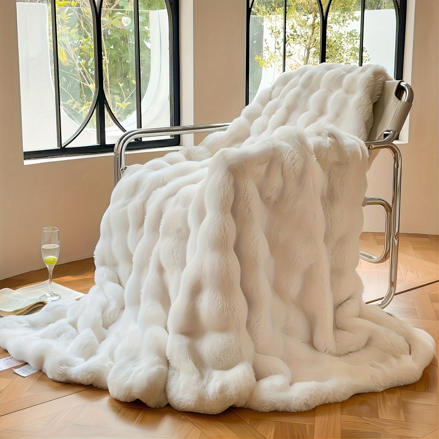 Cozy Faux Rabbit Soft, Warm Fleece Blanket for All Seasons