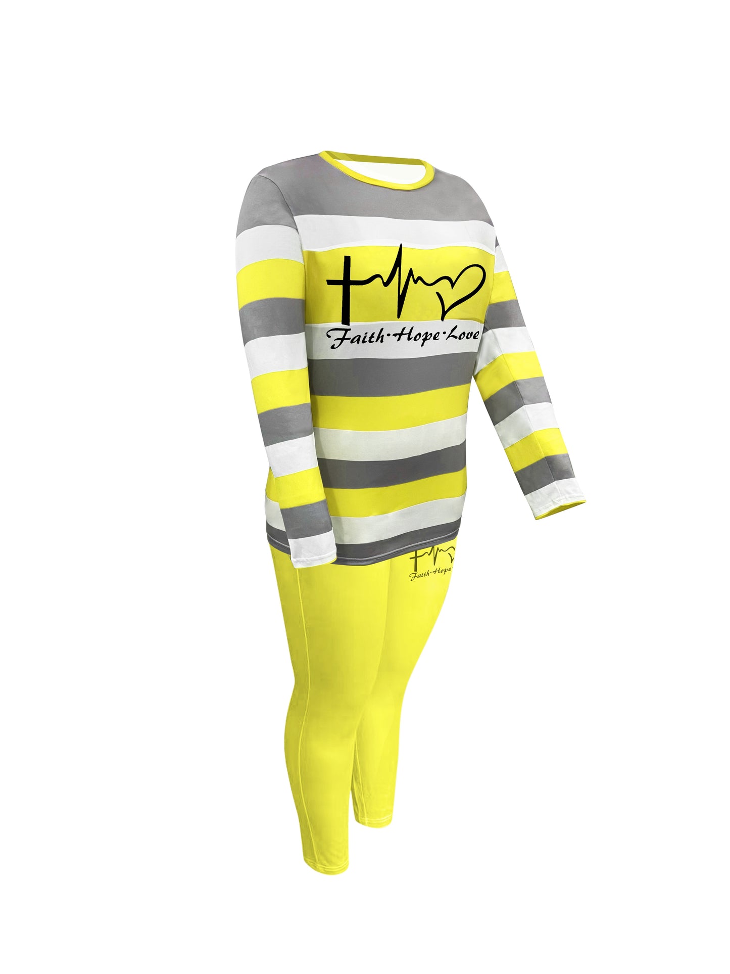 Plus Size Heart & Letter Print Two-piece Set Outfit