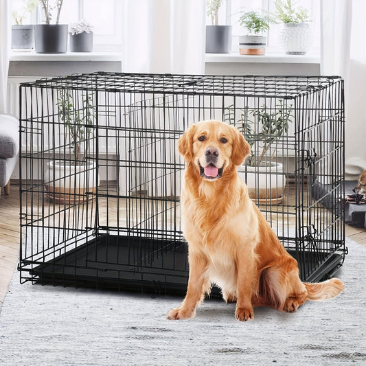 Double Door Metal Crate for Medium to Large Dogs