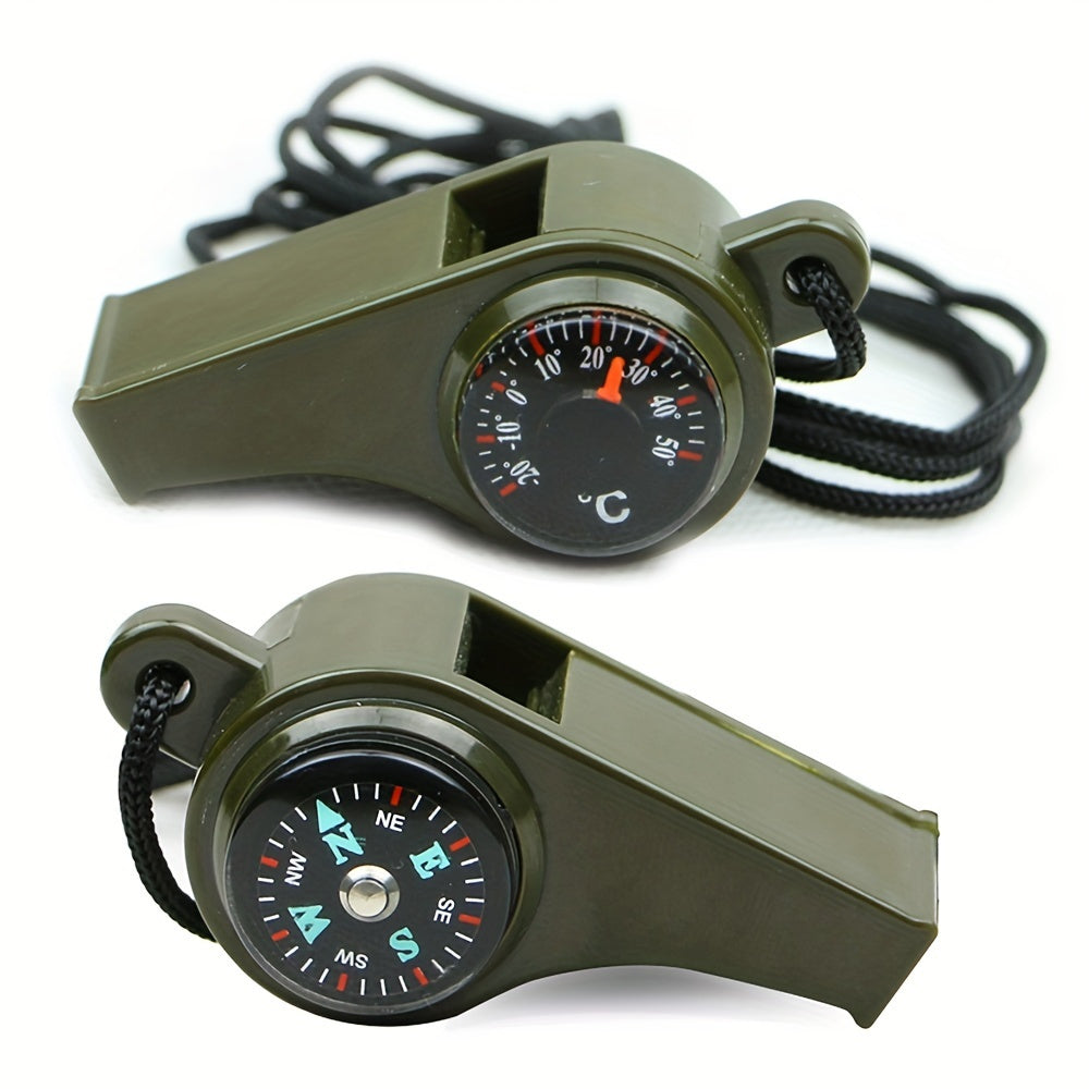 1pc ABS Material 3-in-1 Outdoor Essential Thermometer Whistle