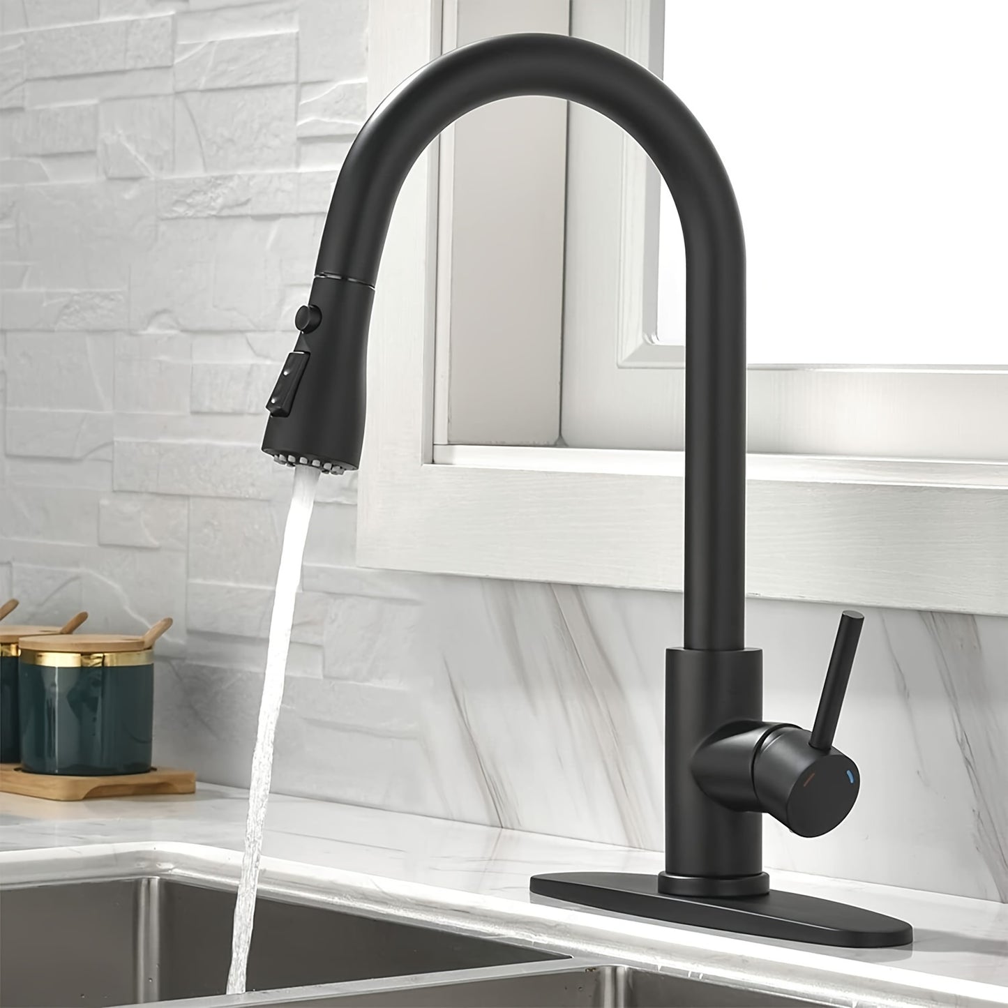 High-Arc Kitchen Faucet with Pull-Down Spray Easy Install
