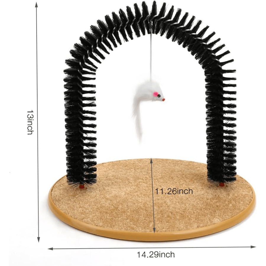 1 Set Cat Scratcher and Self Groomer Arch with Hair Brush and Kitten Toy for Indoor Cats