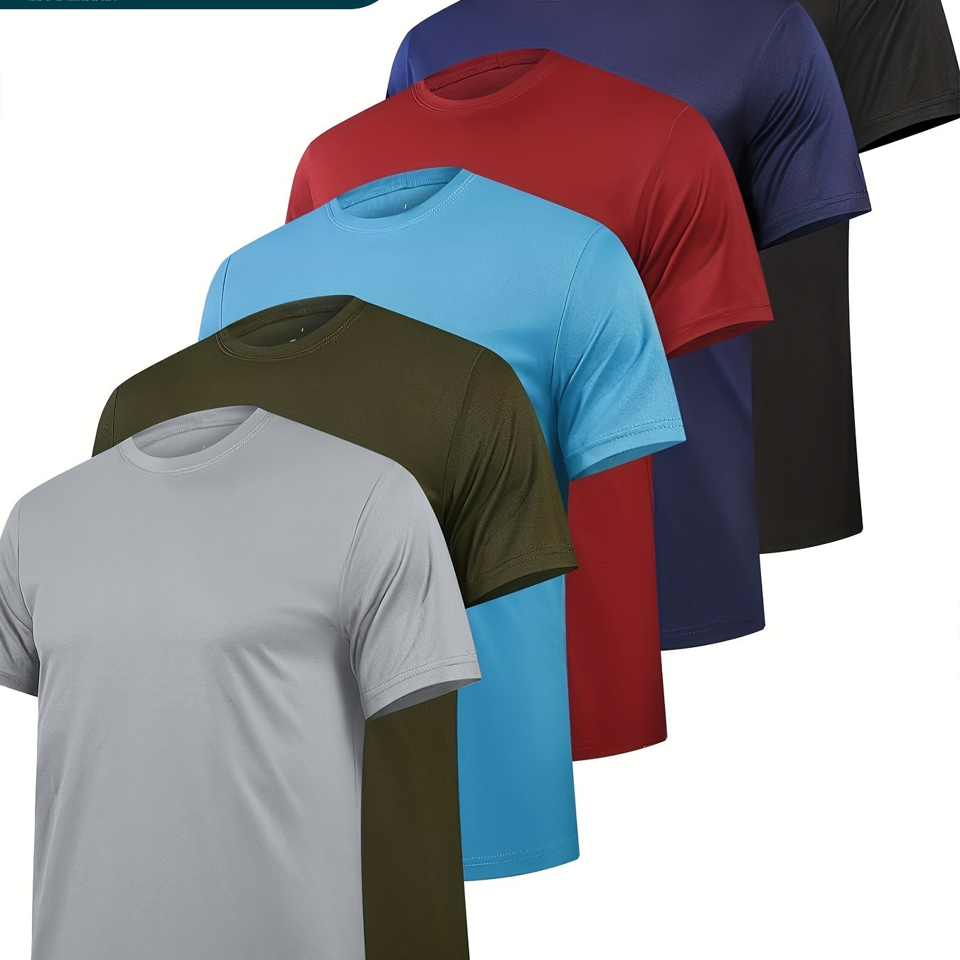 6 Pack Quick Dry Crew Neck Short Sleeve Workout Shirts