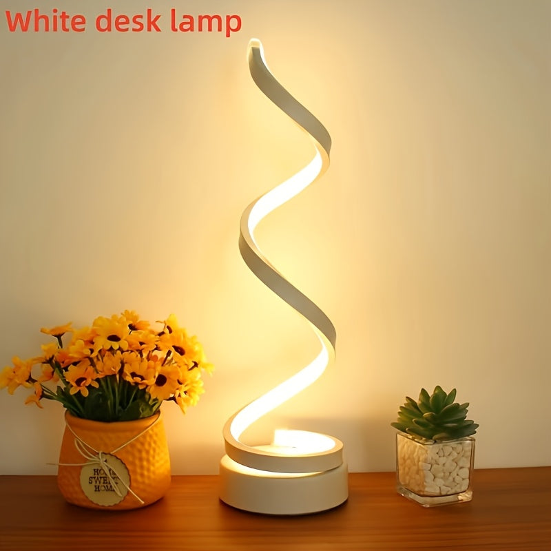 2pcs Bedside Table Lamp for Bedroom 3 Way Dimmable Touch Lamp USB C Charging Ports Modern Minimalist Spiral Table Lamp for Living Room Desk LED Bulb Included Black White