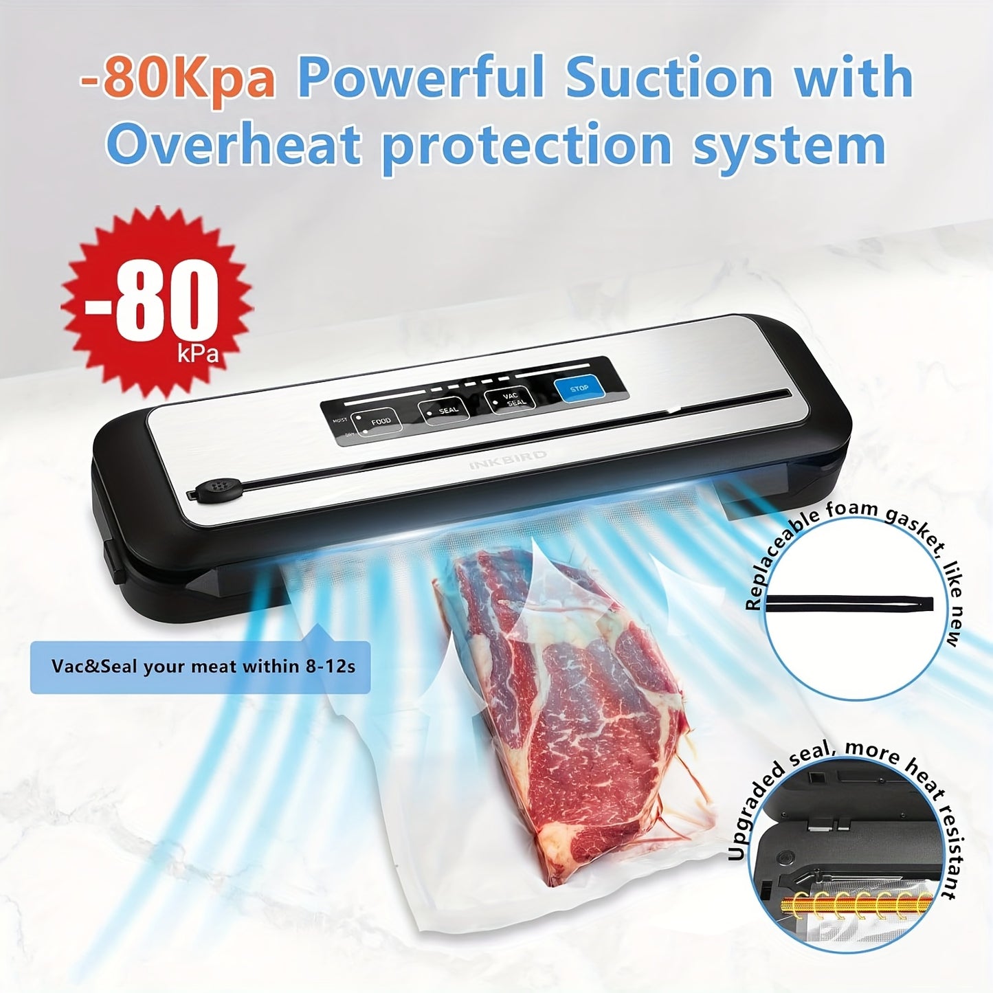 1pc Food Vacuum Sealer Machine 10-In-1 With Bag Storage