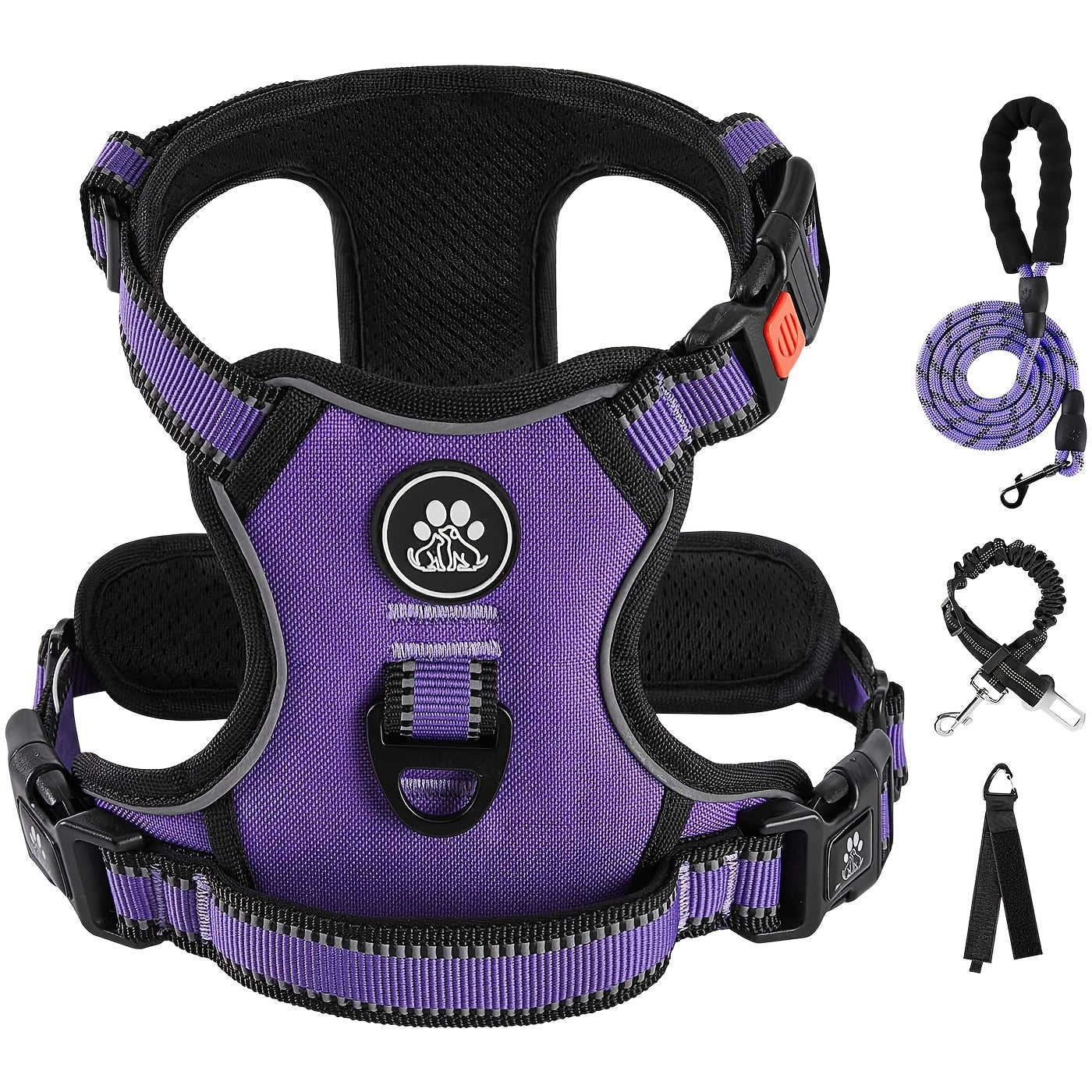 Fully Reflective No Pull Dog Harness Adjustable Breathable No Choke Pet Vest for Small and Large Dogs