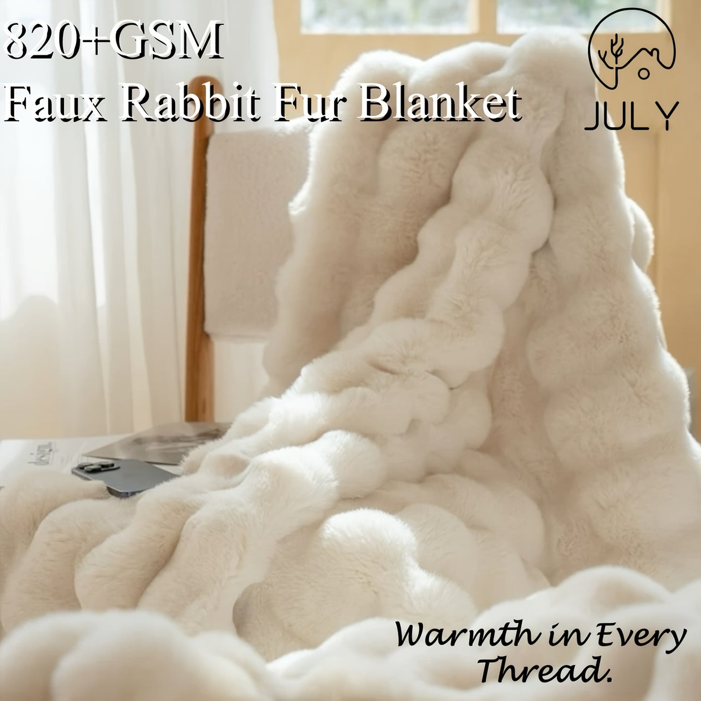 Cozy Faux Rabbit Soft, Warm Fleece Blanket for All Seasons