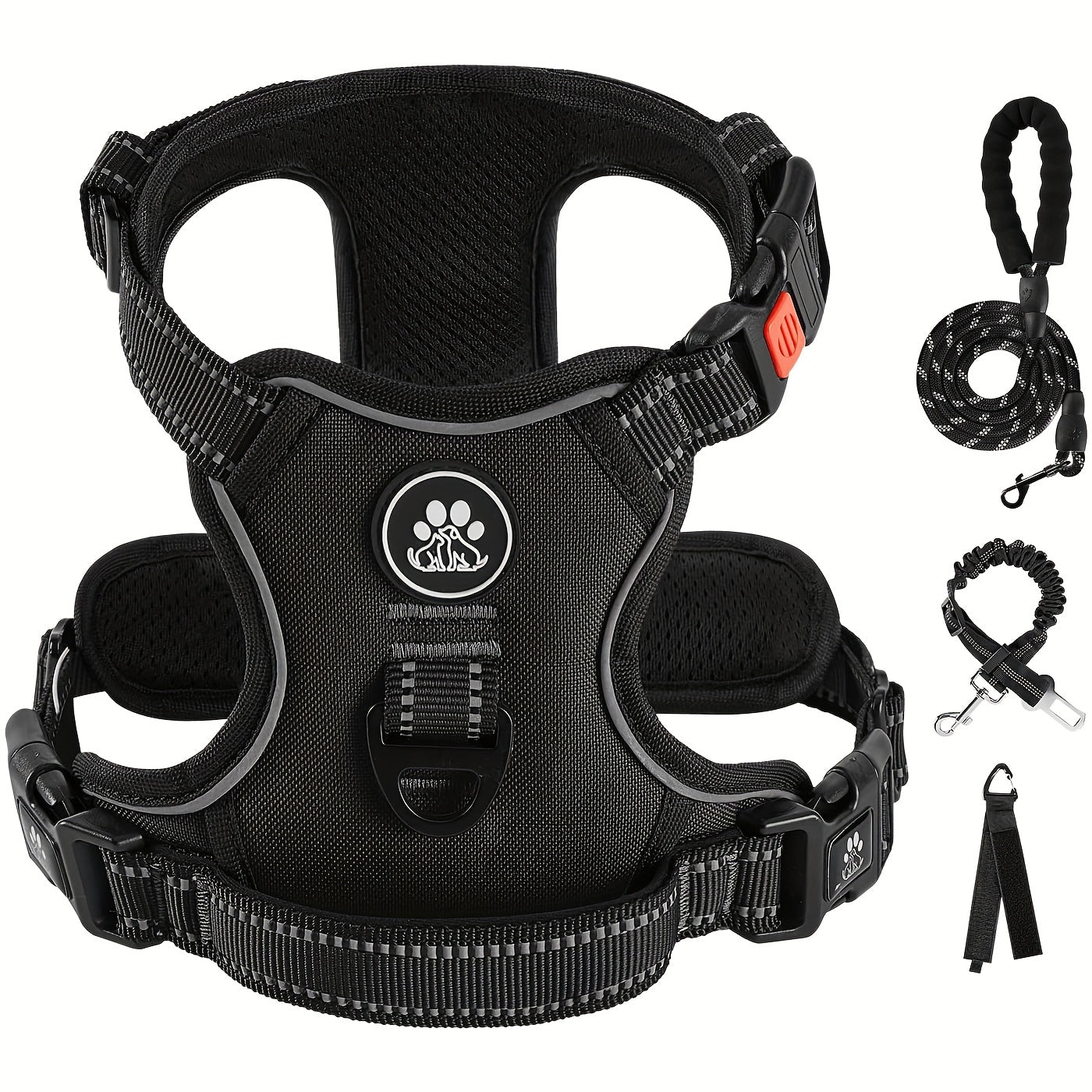 Fully Reflective No Pull Dog Harness Adjustable Breathable No Choke Pet Vest for Small and Large Dogs