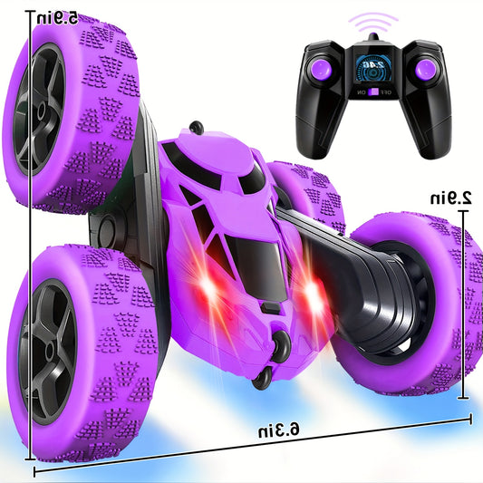 360° Rotating RC Stunt Car with Headlights for Kids