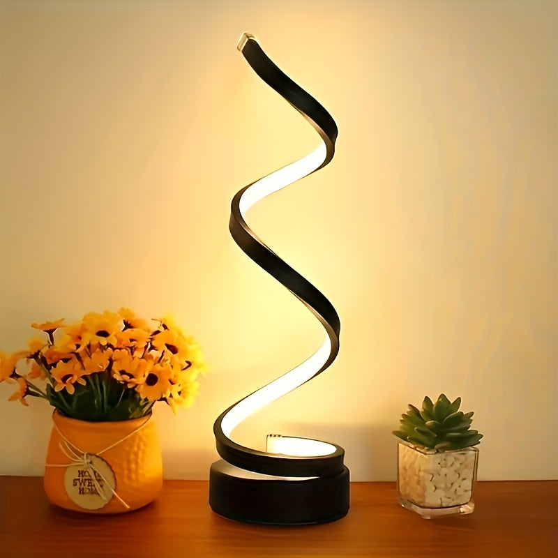 2pcs Bedside Table Lamp for Bedroom 3 Way Dimmable Touch Lamp USB C Charging Ports Modern Minimalist Spiral Table Lamp for Living Room Desk LED Bulb Included Black White
