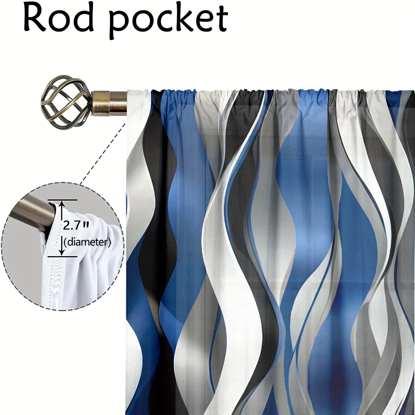 Fashionable Dynamic Smooth Wavy Lines Geometric Pattern Semi Blackout Window Curtains 2 Panels For Bedroom Living Room Kitchen Office Study Indoor Outdoor Home Decor Drapes