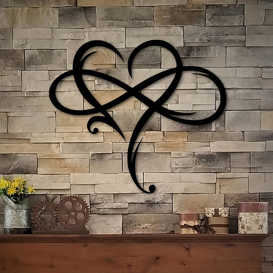 2D Flat Infinity Heart Metal Wall Decoration Art Eternal Love Infinite Heart-Shaped Wall Decor Love Logo Bedroom Ornament 15.8 Inches X 13.8 Inches