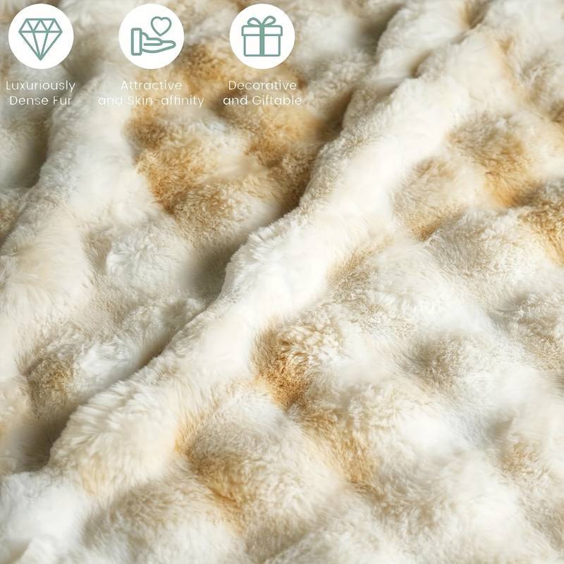 1pc Bohemian Style Reversible Faux Rabbit Fur Blanket