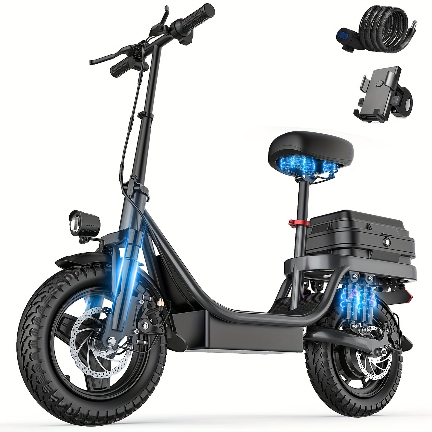 UPlee 740W Electric Bike For Adults 20MPH Full Shock Absorption Comfortable Riding 48V15Ah Max 32Miles Folding Ebike 14 Inch Tubeless Off Road Tire City Commuter Battery Optional